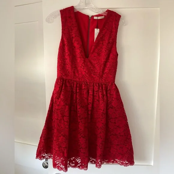 black lace satin mini dress Brooks Black Lace Satin Halter Mini Dress - US 6 main image 1